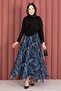 Shawl Pattern Asymmetrical Cut Chiffon Skirt Navy Blue - 4
