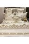 Bedding Set 10 Pieces Gold Embroidered Bedspread & Cotton Satin Duvet Cover Pique Set (King Size) - 2