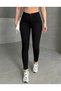 High Waist Slim Fit Linen Lycra Tight Legs / Basic Black Comfortable Cut Full Fit - 4