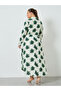 Plus Size Green Floral Shirt Midi Dress - 5