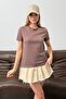 Women's 100% Cotton T-Shirt with Key Accessory Light Brown - 26Y 26515 - 3