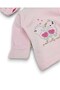 Baby Girl 100% Cotton 3-Piece Bodysuit Set with Cat and Heart Detail, Hat and Gloves - 3