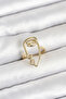 Brass Gold Color Picasso Style Single Line Face Model Women's Ring - 2
