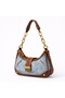 Bk34022 Women's Shoulder Bag with Denim Details and Chain Strap - 5