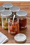 Set of 6 350 ml Spice Storage Containers with Silver Metal Lids, Glass Jars (Plastic Spoon/Label Included) - 4