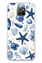 General Mobile Gm 20 Compatible Starfish and Shells Patterned Transparent Phone Case