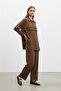 Women's Pleated Detailed Fit Suit Brown 14423 - 2