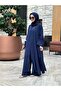 Fringed Mira Oversize Double Set - Navy Blue