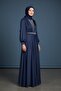 Evening Dress with Pleated Front and Stone-Embellished Front Belt - 2