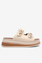 Women's Beige Comfortable High-Sole Velcro Slippers - 5
