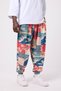 Japanese Design Unisex Ethnic Patterned Loose Bohemian Shalwar with Elastic Waist and Cuffs and Pockets - 3