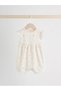 100% Organic Cotton Lilac and Cream Colored Floral Patterned 3-Piece Romper Jumpsuit Set Alyw60651 - 3
