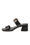 Black Double-Strapped Women's Heeled Slippers 318139 Z - 4