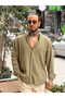 Oversize Crinkle Linen Shirt Khaki