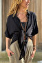 Black Tie-Dye Cotton Long Back Crop Woven Blouse 70 45