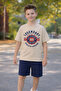 Boy's 3-Piece Shorts and T-Shirt Set Dinosaur Printed Summer Cotton Combed Cotton Casual Top and Bottom Set - 4