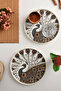 2-Piece Golden Peacock Tray 22 cm Brown-White - 2