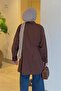 Front Pleated Detailed Shirt Brown - 4