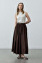 Drawstring Detailed Maxi Skirt Brown - 4