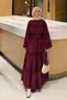 Ruffle Detailed Hijab Dress Eggplant Purple