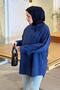 Scarf Detailed Shirt Navy Blue - 2