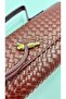 Burgundy Knitted Patterned Women's Hand and Shoulder Bag - Strap Portfolio Clutch Bag - 2