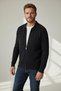 Zippered Polo Collar Double Pocket Steel Knitwear Navy Blue Knitwear Cardigan - 2