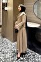 Wide Collar Skirt Suit Beige - 2