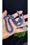 Blue Veined Powdered Amber Prayer Beads, They Darken over Time. Tassel Artisanal Work Rhodium Plating - 4
