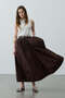 Drawstring Detailed Maxi Skirt Brown - 7