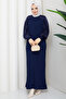 Women's Spider Web Patterned Sleeve Silk Kupra Mercerized Knitwear Dress - 3