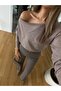 Kayık Yaka Basic Knitwear - Mink - 3