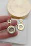 Round Gold Women's Earrings with Dangle - 2