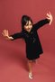 Girls' Sequined Long Sleeve Velvet Dress – Special Occasion Holiday Dress with Brooch Gift - 2