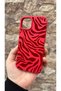 iPhone 15 Compatible Red Zebra Patterned Silicone Shock-Absorbing Classic Rubber Case - 3