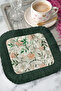 Luxury Flower Garden Fringed Presentation Napkin - Botanical Nordic Green White Coaster Tissue - 6