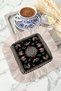 Luxury Farmhouse Motif Fringed Presentation Napkin - Rustic Black Checkered Gold Colored Coaster Tissue - 5