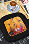 African Art Fringed Presentation Placemat Tissue - Ethnic Bohemian Warm Orange Black Presentation Napkin - 2