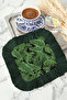 Tropical Leaf Fringed Presentation Napkin - Natural Green Bohemian Dark Green Coaster Serving Napkin - 6