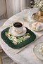 Lemon Garden Fringed Cocktail Napkin - Tropical Summer Style Dark Green Coaster Napkin - 3