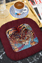 Exotic Tiger Motif Fringed Presentation Napkin - Vibrant Bohemian Red Berceste Coaster Tissue - 3