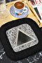 Mandala Luxury Fringed Presentation Napkin - Geometric Black Bohemian Floral Patterned Coffee Presentation Napkin - 6