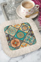 Oriental Luxury Mosaic Fringed Presentation Napkin - Mediterranean Bohemian Mint Green Coaster Napkin - 7