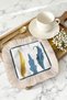 Luxurious Leafy Fringed Bohemian Presentation Napkin - Modern Abstract Blue Gold Colored Coaster Tissue - 4