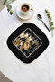 Luxurious Gold-Color Moire Fringed Presentation Napkin - Stylish Bohemian Black Gold-Color Coaster Tissue - 5