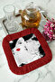 Elegant Art Illustration Tasseled Presentation Napkin-Modern Women's Black Red Coaster Tissue - 8