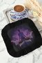 Lotus Mandala Aura Fringed Presentation Napkin - Meditation Themed Bohemian Purple Black Coaster Napkin - 6