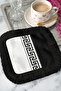 Greek Motif Fringed Coffee Side Serving Napkin - Geometric Luxury Modern Black and White Presentation Napkin - 6