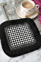 Black and White Elite Fringed Presentation Napkin-Geometric Classic Monochrome Bohemian Black Coaster Tissue - 7