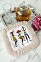 African-Inspired Ethnic Fringed Presentation Napkin - Bohemian Colorful Cream Coaster Tissue with Dance Pattern